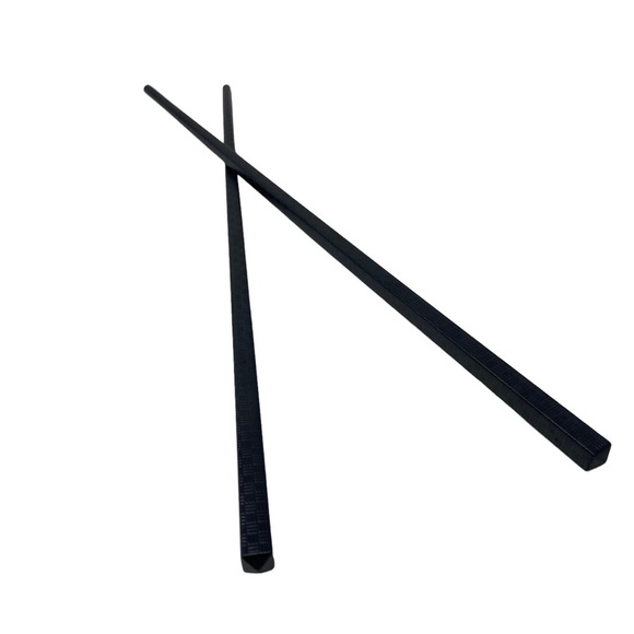 Black Metal Chopsticks Abstract Design Set of 2 - Picture 5 of 6